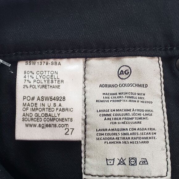 AG Adriano Goldschmied The Farrah Skinny Distressed Women's 27 Black Leatherette - Picture 3 of 16